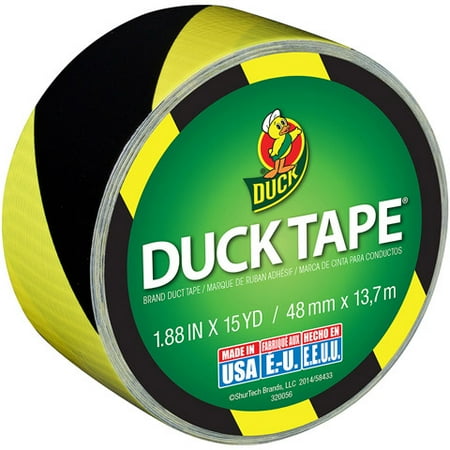 Black Duct - Duck Tape Black and Yellow Striped Duct Tape. 1.88 in wide 15-yd roll