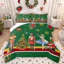 Homewish Xmas Nutcracker Bedding Comforter Set 2pcs for Teens Boys Girls,Ballet Girl Twin Comforter Sets Microfiber,Merry Christmas Breathable Bedding Set,Super Cozy Room Decor,Reversible