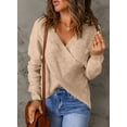 thumbnail image 3 of Asyoly Women Sexy Cross Wrap Sweaters V Neck Long Sleeve Solid Color Asymmetric Hem Backless Knitted Pullover Elegant Jumper Tops, 3 of 6