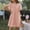 Pink, variant on Lilgiuy Summer Sales Fashion Women Casual Loose Solid Mesh Turtleneck Short Sleeve Long Dress