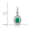 thumbnail image 2 of Real 14kt White Gold Halo Diamond and Cabochon Emerald Pendant; for Adults and Teens; for Women and Men, 2 of 2