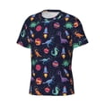 thumbnail image 3 of Yiaed Space Dinosaur Print Mens Short Sleeve Tight Fit T-Shirt, Crewneck Casual Tee-XX-Large, 3 of 5