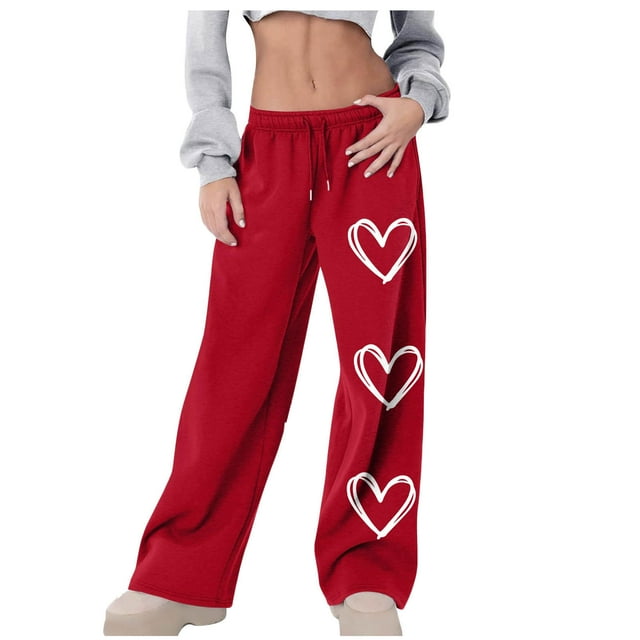 fatyb Womens Sweatpants Drawstring Elastic Waist Lounge Pants Loose Wide Leg Sweat Pants with Pockets