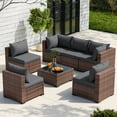 thumbnail image 4 of Poteban Patio Furniture Sets, Modular Rattan Outdoor Patio Sectional Furniture Sofa Set, Wicker Patio Conversation Set for Backyard,7PCS, 4 of 8
