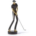 thumbnail image 1 of Figurine Moderne de Golfeur en Résine Noire pour Décor de Sculpture de Golf - 24cm de Hauteur, 1 of 5