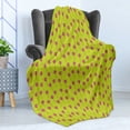 thumbnail image 4 of Retro Soft Flannel Fleece Throw Blanket, Repeating Pattern of Palm Tree Silhouettes Hawaiian Exotic Plantation, Cozy Plush for Indoor and Outdoor Use, 50" x 60", Yellow Green Magenta, by Ambesonne, 4 of 5
