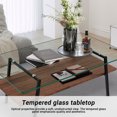 thumbnail image 6 of Rectangle Coffee Table, Modern Double Layer Center Table with Tempered Glass Tabletop and Black Metal Legs, Tea Table for Living Room Home Office, Transparent Glass, 6 of 10