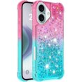 thumbnail image 3 of Case for iPhone 16 Plus Case Glitter Liquid Cute Clear Shockproof Back Cover,Soft TPU Phone Case for iPhone 16 Plus 6.7 inch Gradient Turquoise, 3 of 6