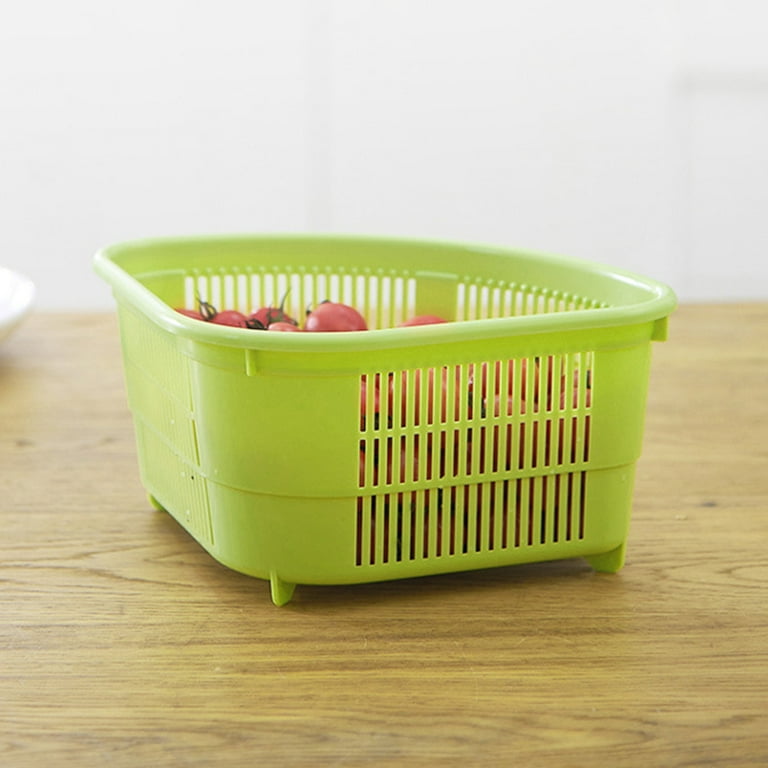 Yesbay Sink Drain Basket Triangle Kitchen Sink Fruit Washing Waste Draining Basket Plastic Storage Rack