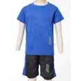 thumbnail image 2 of Ocealan Toddlers Boys Girls Soccer Jerseys Set Athletic Tracksuits T-Shirt and Mesh Shorts Activewear Blue 90, 2 of 6