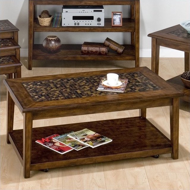 Jofran Table de Cocktail Baroque avec Incrustation de Mosaïque en Brun