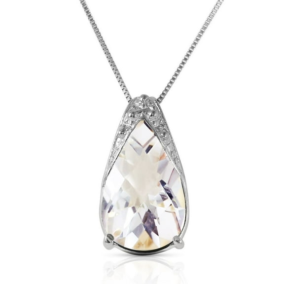 Galaxy Gold 14K Solid Gold Natural Topaz Necklace for Women - White Gold Fine Jewelry