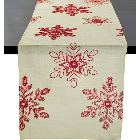 

Holiday Nivalis Collection Snowflake Design Decorative Table Runner 16 W X 120 L - Red Table Cover For Home Dining Table Christmas Décor Banquet Family Gathering Special Occasion