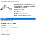 thumbnail image 2 of Front Right Lower Control Arm and Ball Joint Assembly - Compatible with 2000 - 2005 Pontiac Bonneville 2001 2002 2003 2004, 2 of 2