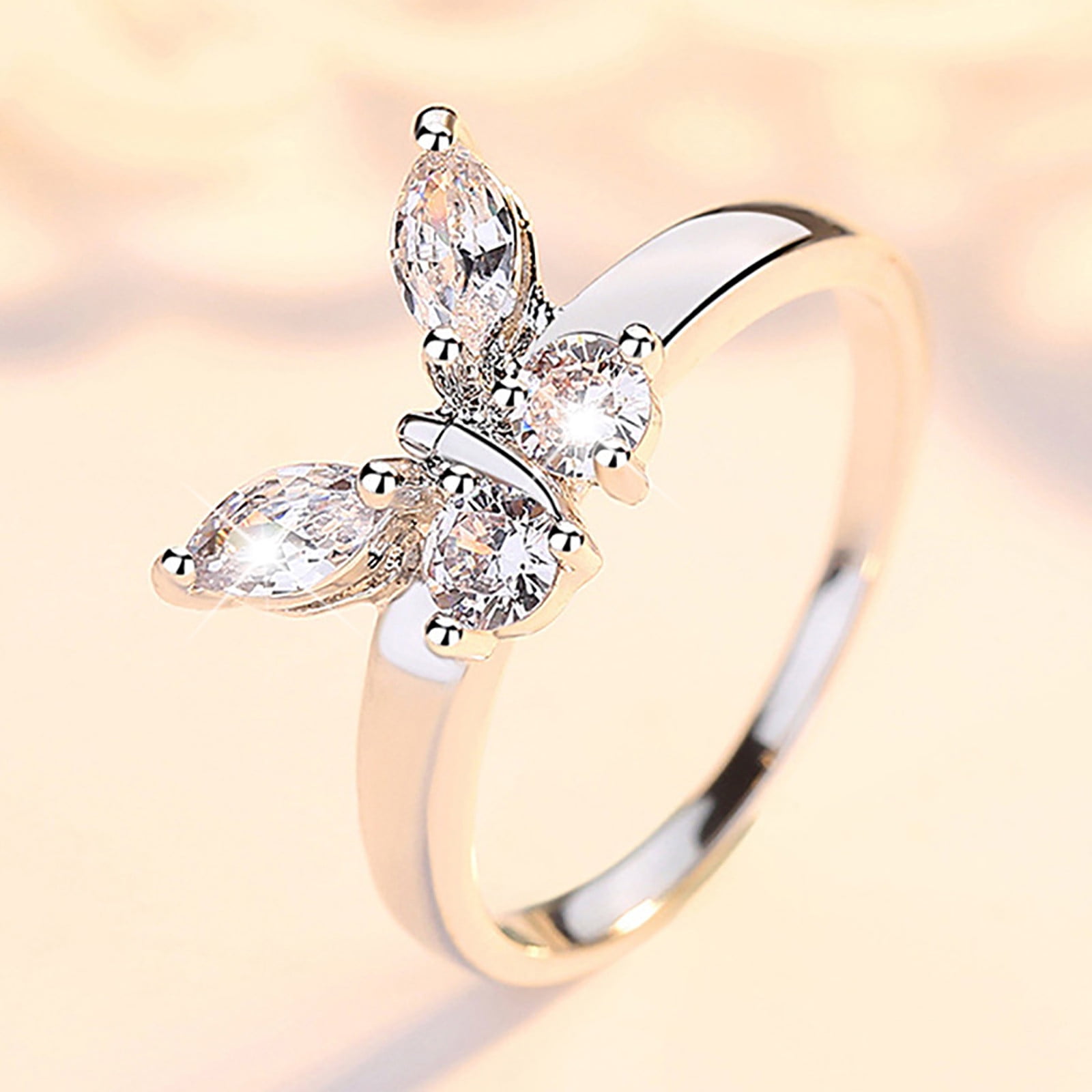  TTVV Fashion Women's Butterfly Zirconia Diamond Ring Engagement  Wedding Ring Size 10 Rings for Women (Silver, 8) : Clothing, Shoes & Jewelry