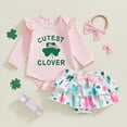 thumbnail image 2 of Staki Girls St Patricks Day Outfit Newborn Baby Girl St Patricks Day Outfit Long Sleeve Romper Bodysuit Bow Set Cute Baby Girl Spring Clothes 0-18M(Pink,0-3 Months), 2 of 9