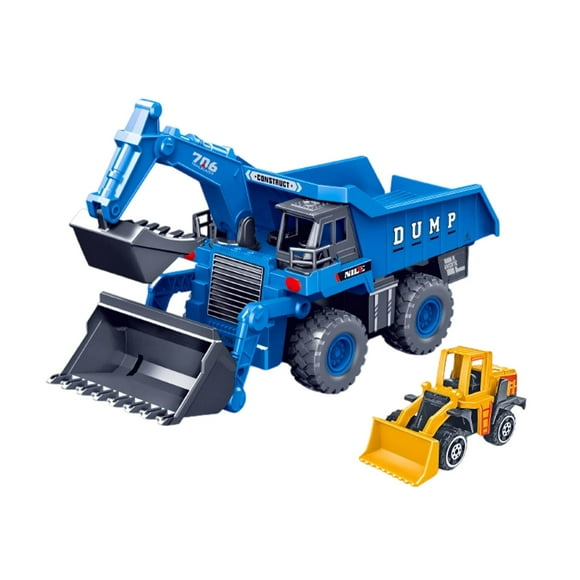Vehículo de construcción de juguete, coche de ingeniería de aleación, camión excavadora de ingeniería simulada, camión inercial, coche para cumpleaños azul