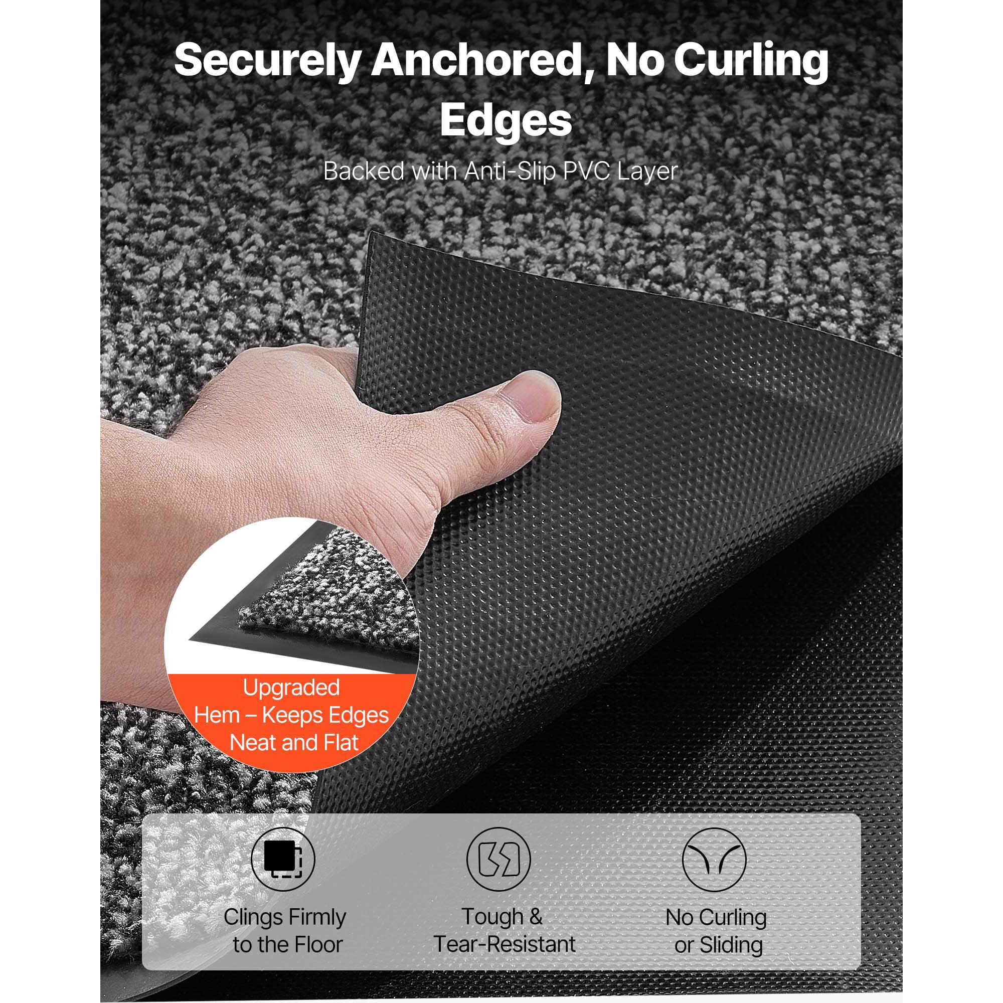 KFFKFF Durable Front Door Mat, 5 x 3 ft Commercial Floor Mat for Indoor and Outdoor Use, Industrial Entrance Rug with PVC Backing, Heavy Duty Washable Entry Carpet for Hallway, Balcony, Garage, Grey