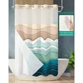 thumbnail image 7 of No Hook Shower Curtains, Teal Blue Ombre Stripe Stall Bathroom Curtain with Snap in Liner, Abstract Summer Beach Coastal Waterproof Washable Fabric Bathroom Shower Curtain Sets, 54" x 78", 7 of 7