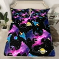 thumbnail image 2 of Castle Fairy Kawaii Magical Dragon 3Pcs Twin Sheet Sets Preppy Boys Girls,Galaxy Universe Twin Fitted Sheet,Starry Sky Breathable Flat Sheet,Super Cozy Room Decor, 2 of 7