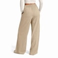 thumbnail image 2 of Wide Leg Sweatpants Female Baggy Drawstring Elastic High Waisted Palazzo Lounge Pants Khaki S, 2 of 3