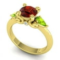thumbnail image 2 of 2.50 Carat Elegant Round Cut Garnet & Peridot Gemstone Three Stone Wedding Ring for her Solid 14K Yellow Gold Size 4 by Diamond-Capitals, 2 of 8
