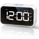 thumbnail image 1 of Reloj despertador digital LED con función de repetición, recargable por USB, superficie de espejo, 12/24 h, para dormitorio, oficina, color blanco-, 1 of 5