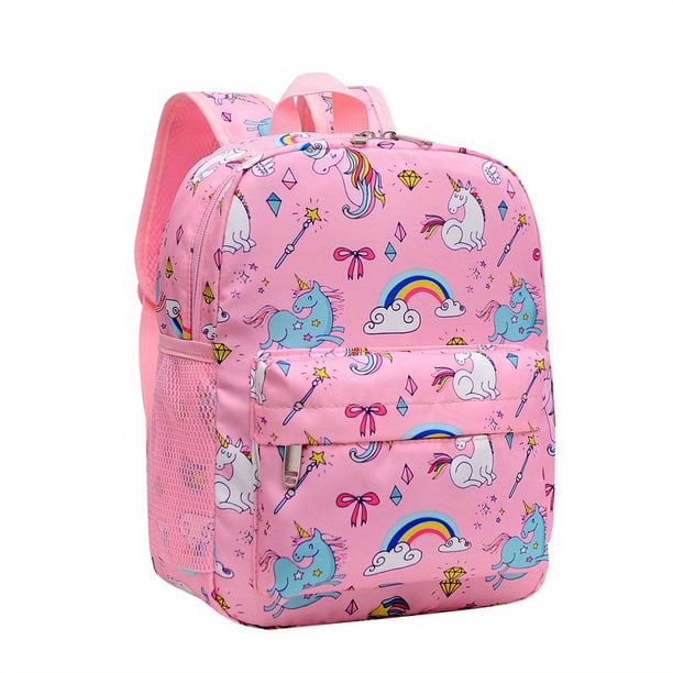 Mochila Con Estampado De Unicornio Lindo Kawaii, Bolso De Regreso A La Escuela Con Patrón De Dibujos Animados, Bolso De Viaje Y Mochila Para Niños Y Niñas
