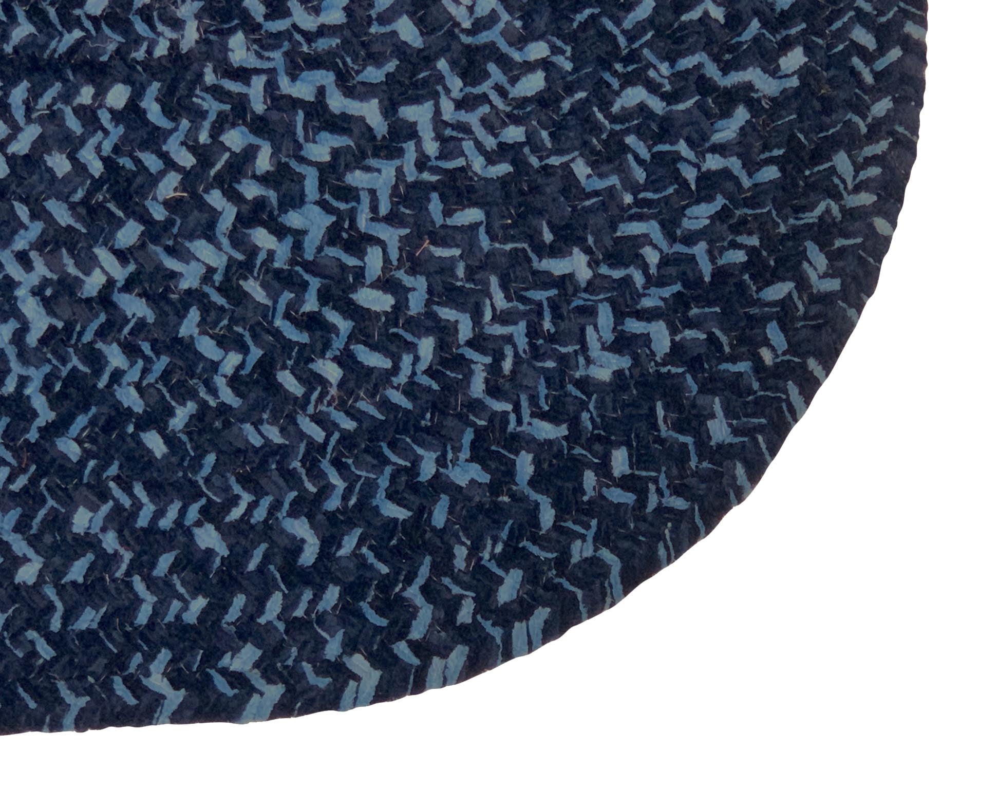 Better Trends 60" Square Braided Rug 100% Polyester Durable and Stain Resistant Reversible Indoor Area Utility Rug, Chenille Tweed Collection - Navy & Smoke Blue