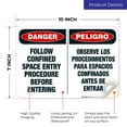 thumbnail image 2 of Danger Confined Space Entry Procedure Before Entering Bilingual Sign, OSHA Danger Sign,, 2 of 8