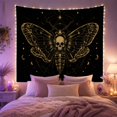 thumbnail image 2 of Skull Moth With Celestial Lines on Black Background, Eerie Gothic Style for Dark Art Lovers, Dark Insect Wall Art, Halloween Gift, Tapestry Wall Hanging for Bedroom and Dorm, 2 of 7