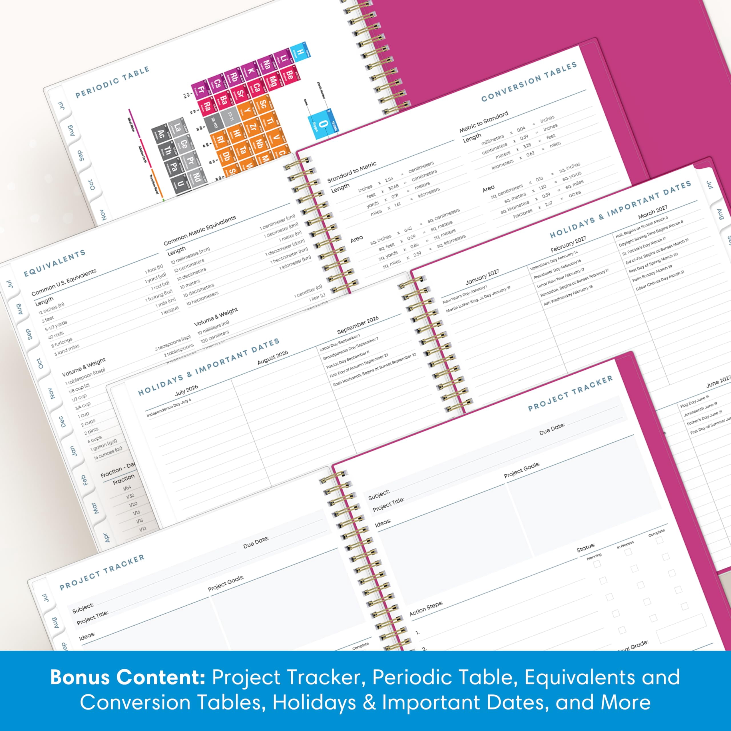 Blue Sky 2026-2027 Weekly and Monthly Academic Year Student Planner Calendar, July 2026 - June 2027, 8.5" x 11", Flexible Cover, Wirebound, Laminated Tabs, Storage Pocket, Star Confetti Bright