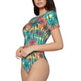 thumbnail image 2 of Haiem Hawaii Palms Women's Crew Neck Short Sleeve Bodysuit Tops Stretchy Slim Basic-XX-Large, 2 of 9