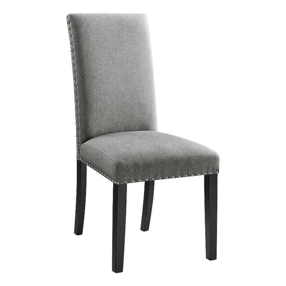 Maklaine Wood and Upholstered Fabric Dining Side Chair in Light Gray