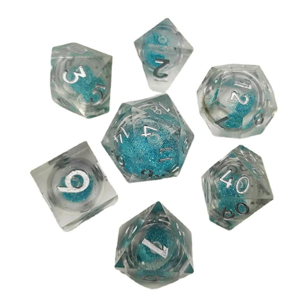 7 dados poliédricos acrílicos D8 2XD10 D12 D20, juego de dados translúcidos para juegos de DND, favores , juegos de rol, juguete Azul Baoblaze Dados poliédricos