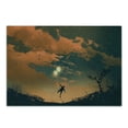 thumbnail image 1 of Fantasy Cutting Board, Flying Man with Balloons in Sky Starry Night Freedom Fun Theme Illustration, Decorative Tempered Glass Cutting and Serving Board, Small Size, Orange Ash Grey, by Ambesonne, 1 of 1