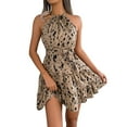 thumbnail image 2 of KRE Prime Women Halter Neck Printed Tie Waist Sleeveless Mini Dress, 2 of 10