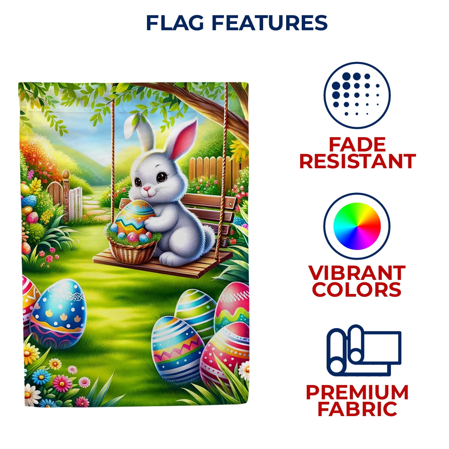 America Forever Easter Bunny House Flag 28 x 40 inch Double Sided Rabbit Egg Hunt Swing Cute Hare Farmland Small Spring Holiday Seasonal Easter Day Flags for Outdoor Yard Lawn Decoration
