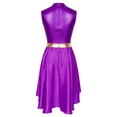 thumbnail image 4 of YIZYIF Womens Metallic High Low Hem Praise Dance Dress Contrast Color Tank Dress Church Robe Liturgical Worship Dancewear Purple L, 4 of 7