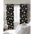 thumbnail image 2 of Spring Floral Daisy Black Out Curtains 63 Inch Long, Room Darkening Draperies Curtains Panels, Black Elegant Pastoral Flowers Watercolor Thermal Curtain for Bedroom Living Room 52"x63" 2 Panels, 2 of 8
