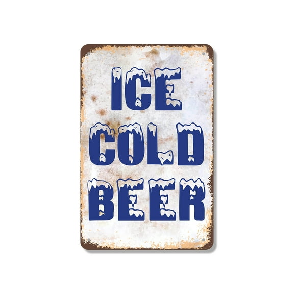 Ice Cold Beer 7 Inch x 10 Inch Metal Sign Novelty Aluminum Durable Weatherproof UV Protected Perfect for Bars Man Caves Fun Gift for Beer Lovers Crafted in the USA