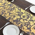 thumbnail image 5 of BalsaCircle 12x108 in Gold Sheer Organza Table Runner with Embossed Metallic Floral Design Party Events Reception, 5 of 7