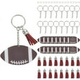 thumbnail image 1 of 1 caja de 64 llaveros de fútbol DIY, llaveros deportivos, llaveros artesanales de acrílico con balón de rugby, kits para hacer llaveros con borlas y anillos., 1 of 6