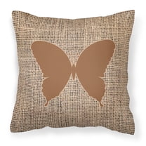 Carolines Treasures BB1048-BL-BN-PW1818 Butterfly Burlap and Brown   Canvas Fabric Decorative Pillow BB1048 18H x18W