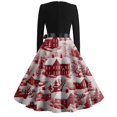 thumbnail image 6 of Christmas Dresses for Women Women's Fashion Round Neck Slim-Fit Christmas Print Long-Sleeved Dress for Christmas Party,Red,XL, 6 of 6