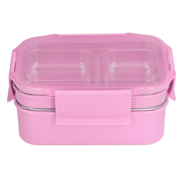 Qukaim Boîte à bento électrique en acier inoxydable 304 avec compartiment pour bureau, école, voyage, rose