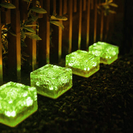 

4 Pack Solar Garden Lights Solar Ground Lights Outdoor Waterproof Solar Brick Lights for Pavers Walkway Patio Yard Deck Step Lawn Decor Lighting Green