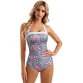 thumbnail image 2 of Women Sexy Tummy Control One Piece Swimsuit Halter Retro Bathing Suit, 2 of 12