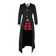 LYLAS Cosplay Costume Black Long Cloak with Red Short Skirt (Female-X-Small)