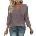 thumbnail image 2 of Texiao 3/4 Length Sleeve Women's Tops V Neck Casual Tunic Tops Basic Shirts Loose Fit Blouse, 2 of 9